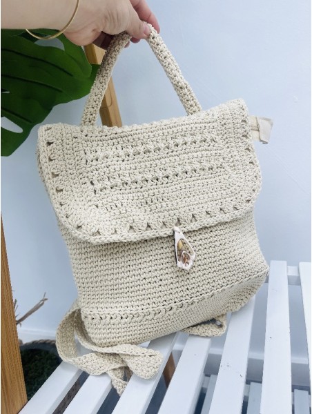 4827 Mochila Crochet Beige