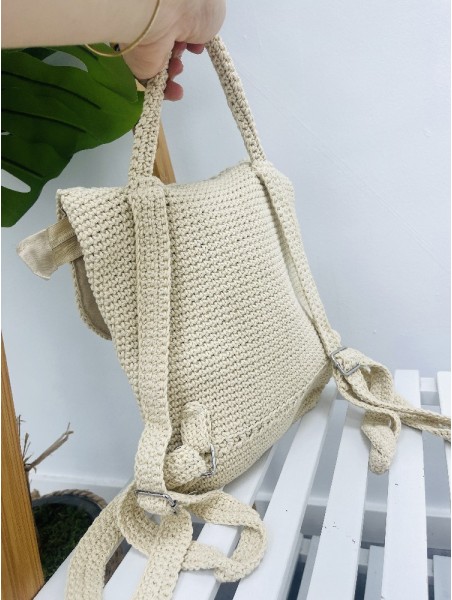 4828 Mochila Crochet Beige