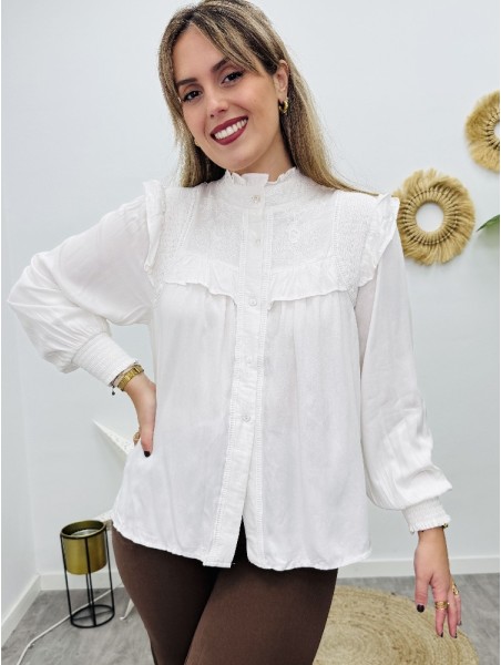 5751 Blusa de Encaje Blanca