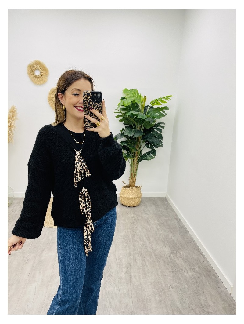 6112 Cardigan Doble Lazo Print