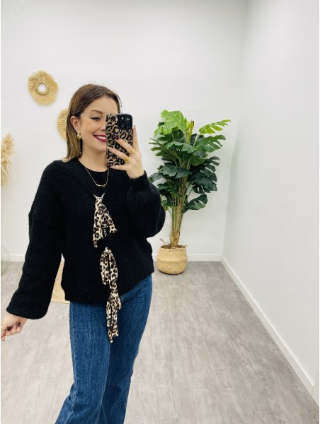 6112 Cardigan Doble Lazo Print