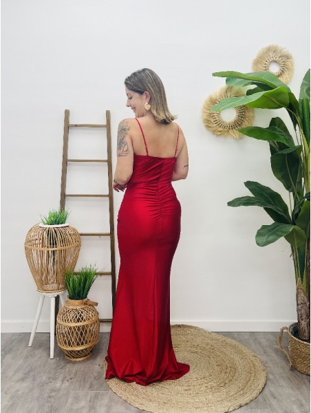 6854 Vestido Lazo Burdeos
