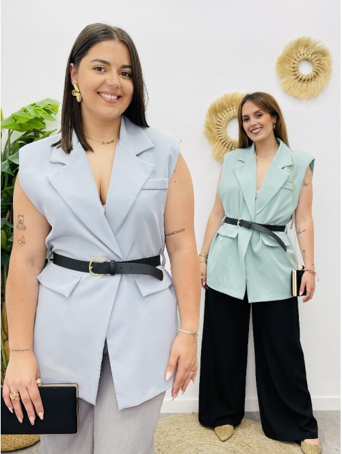 7046 Chaleco bajo Turquesa