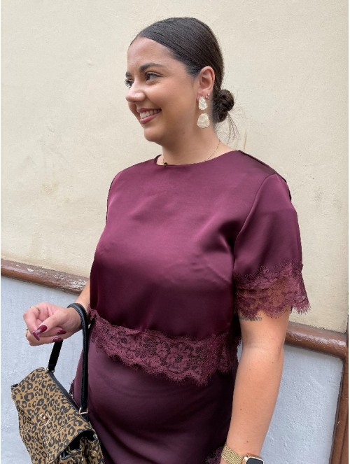 7591 Camisa Encaje Burdeos