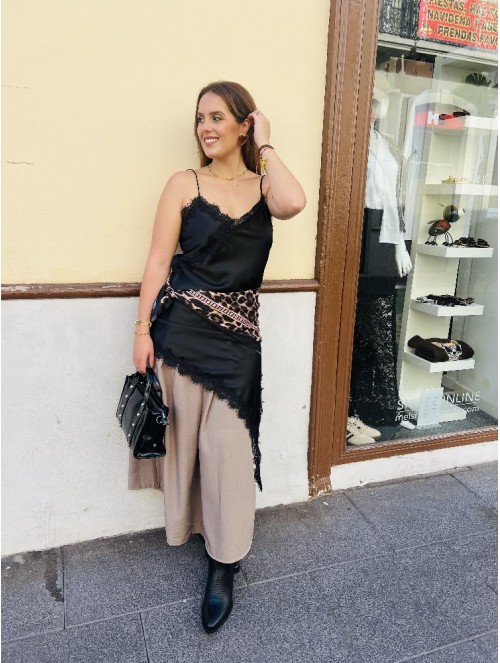 7618 Vestido Lencero Negro