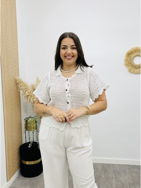 8098 Blusa Cuello Crochet