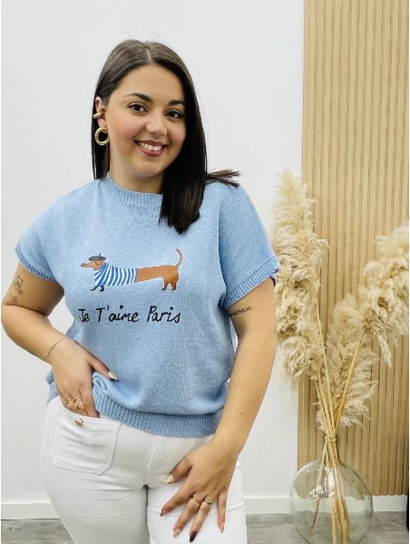 8248 Blusa Crochet Dog