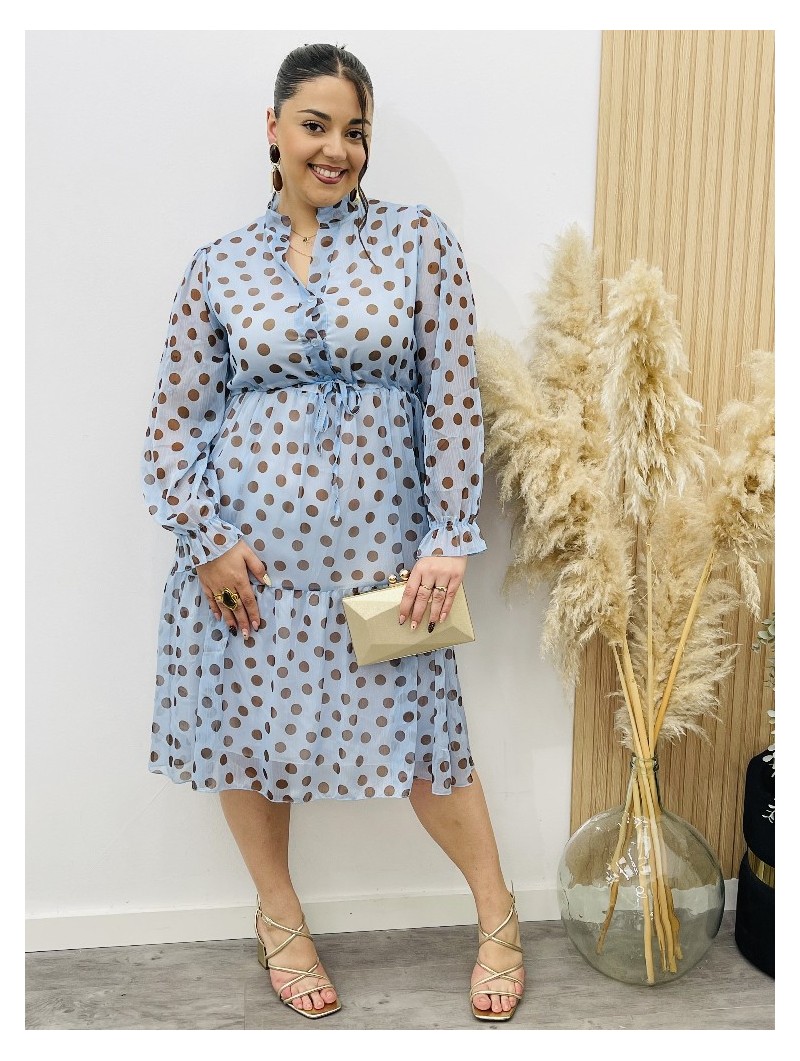 8257 Vestido Topitos Brown