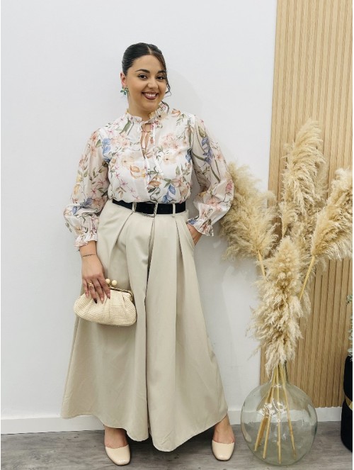 8346 Pantalón Crudo Palazzo