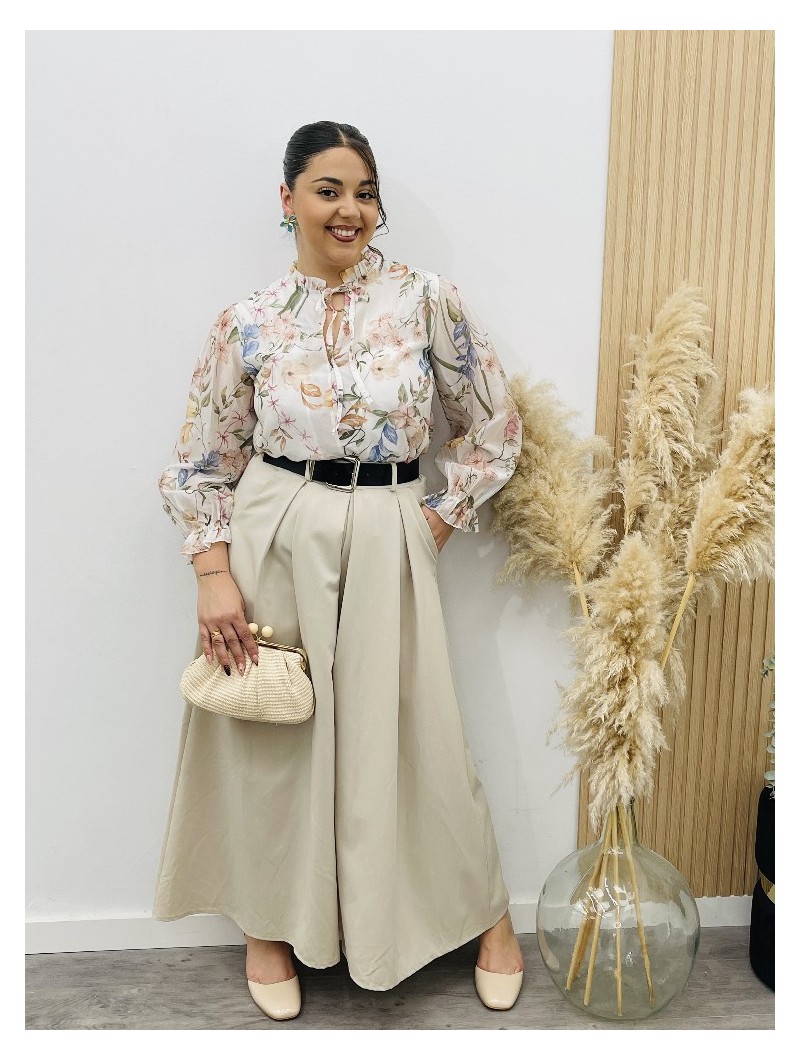 8346 Pantalón Crudo Palazzo