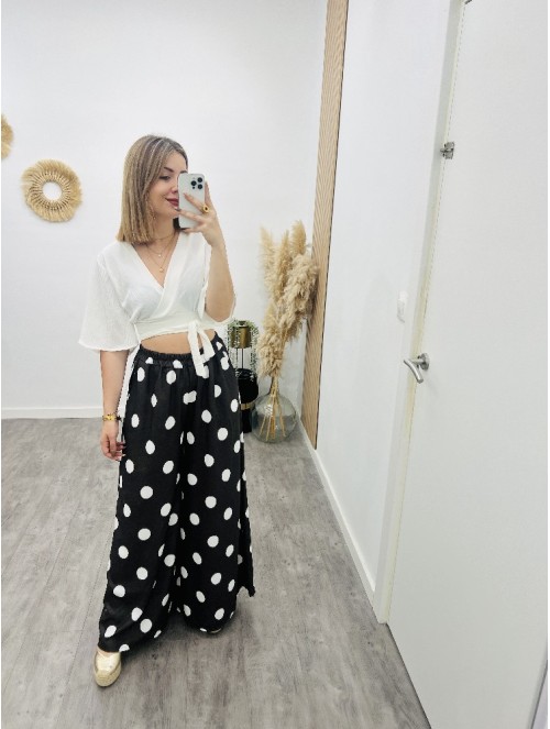 8560 Pantalon palazzo topitos
