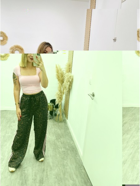 8671 Pantalon Print Pink