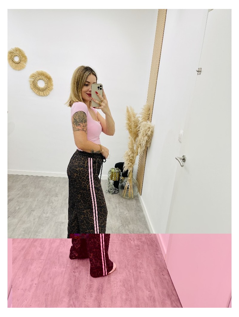 8672 Pantalon Print Pink