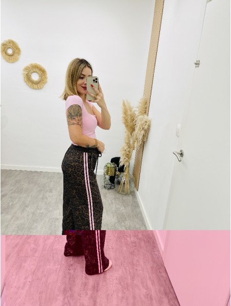 8672 Pantalon Print Pink