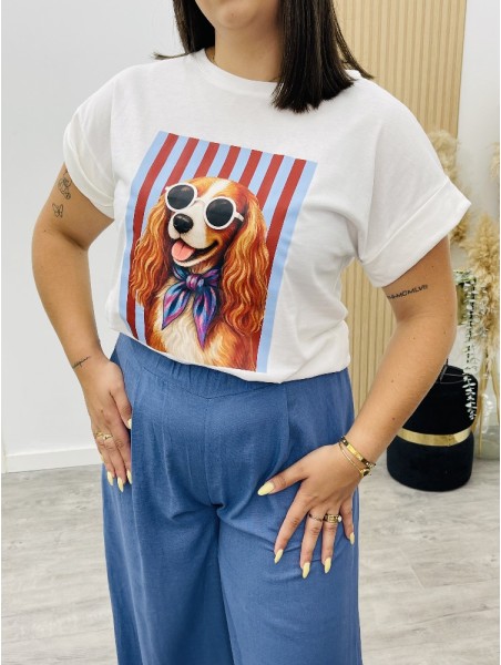8713 Camiseta Dog Blue