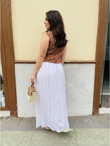 8754 Falda + Cinturon Blanca