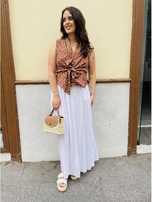 8835 Falda + Cinturon Blanca