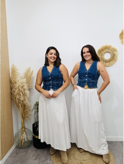 8873 Falda + Cinturon Blanca