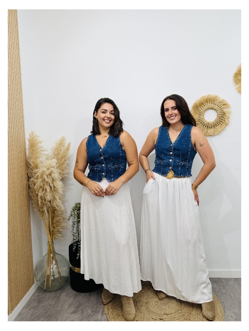 8873 Falda + Cinturon Blanca