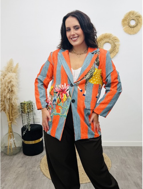 8955 Americana Estampada Naranjo