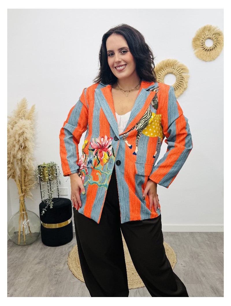 8955 Americana Estampada Naranjo
