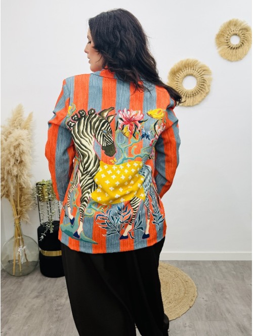 8956 Americana Estampada Naranjo